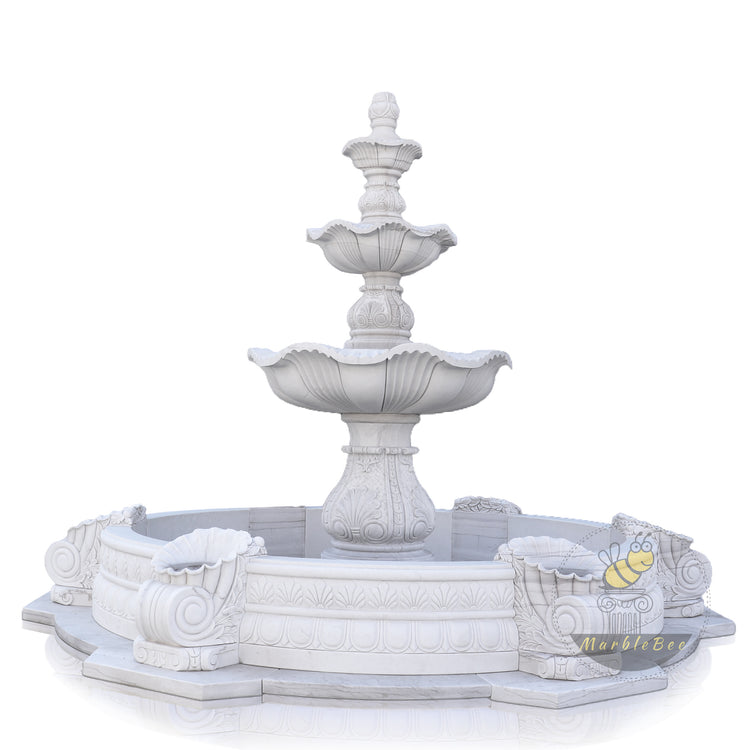 White Marble Waterfall Fountain Outdoor