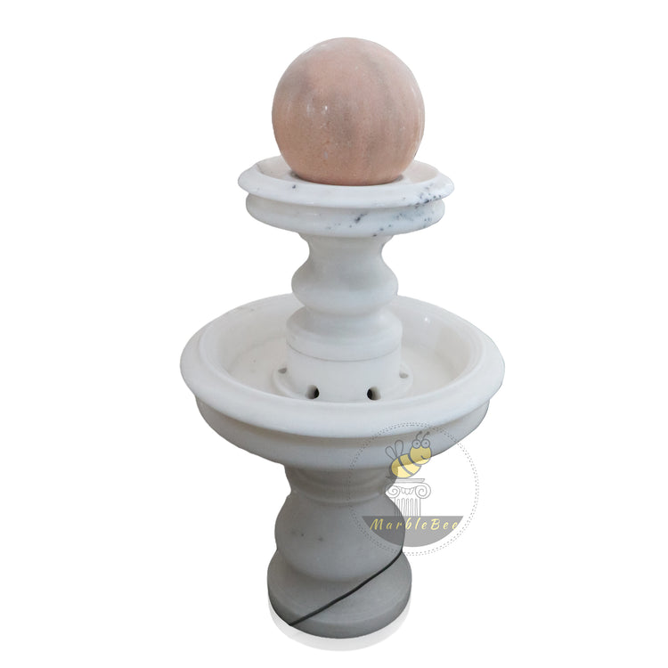 White Marble & Sunset Marble Ball Fountain