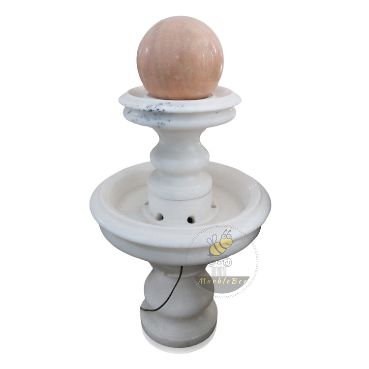 White Marble & Sunset Marble Ball Fountain