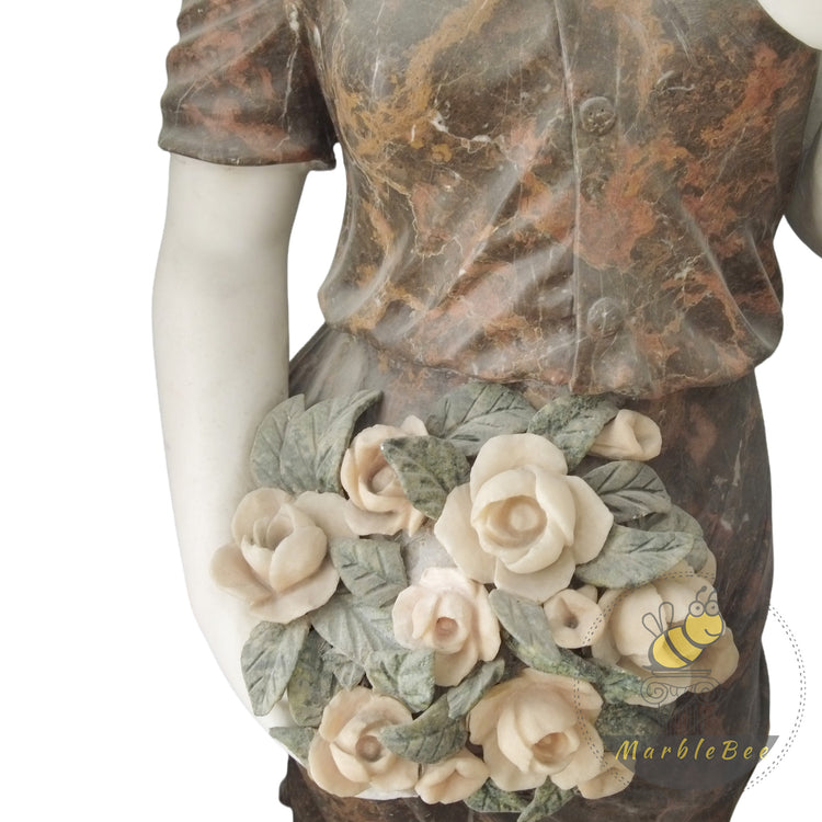 White and Brown Marble Athena Garden Statue