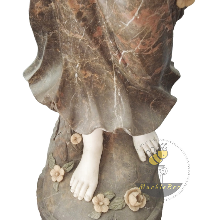 White and Brown Marble Athena Garden Statue