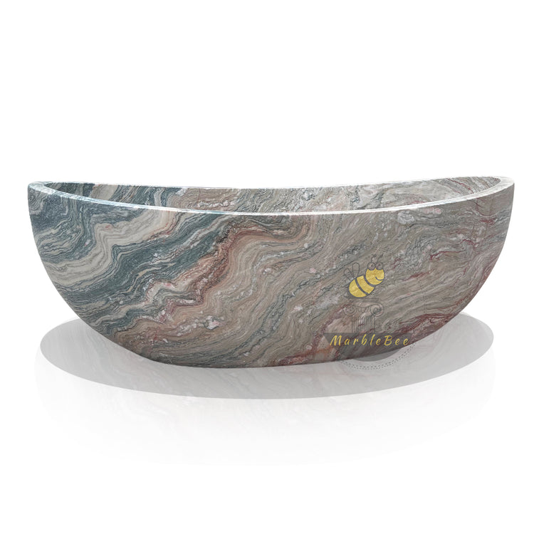 Unique Natural Stone Tub made from Verde Rosato Imperiale Marble