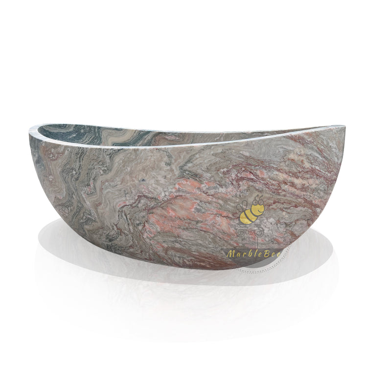 Unique Natural Stone Tub made from Verde Rosato Imperiale Marble