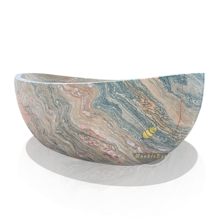 Unique Natural Stone Tub made from Verde Rosato Imperiale Marble