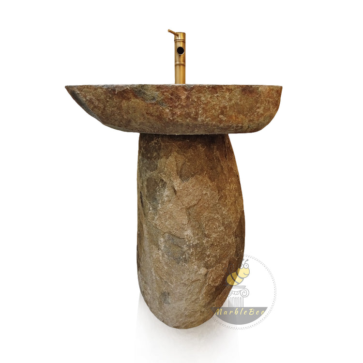Marblebee Natural Stone Oval Pedestal Sink