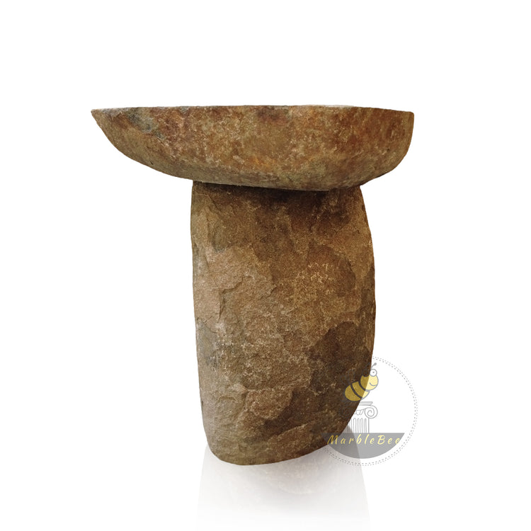 Marblebee Natural Stone Oval Pedestal Sink
