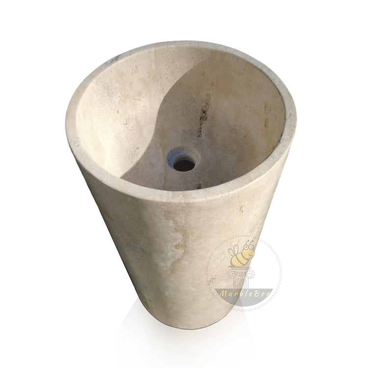 Marblebee Travertine Pedestal Sink