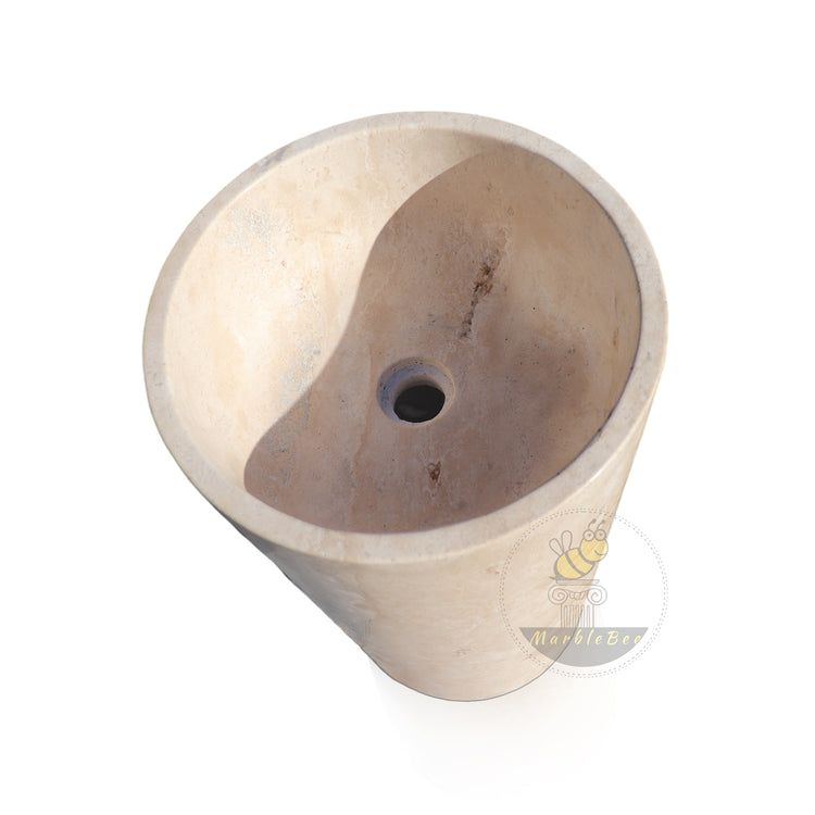 Marblebee Travertine Pedestal Sink