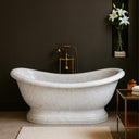 Marblebee stone bathtub with marble pedestal