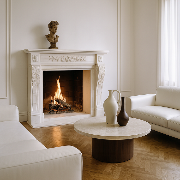 White Marble Fireplace For Sale