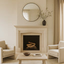 Beige Modern Limestone Fireplace by Marblebee