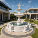 Large 3-tier White Outdoor Marble Fountain