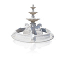 Large circular tiered marble fountain with carved horse statues