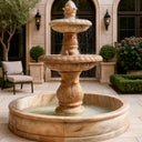 Two-tier Red marble fountain