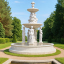 196" Tall Fountain Outdoor - 2 Tier Statuary Fountain made from White Marble