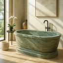 Marblebee marble freestanding bathtub green marble with rolled edge, now available at a discount