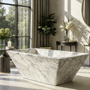 Marble Bathtub hand-carved from white Carrara Marble - Ergonomic Slope for Ultimate Comfort and Style