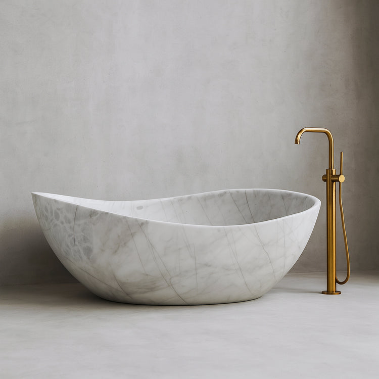 White Marble Bathtub Arabescato
