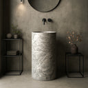 Marble Pedestal Sink made from Silva Gray Marble