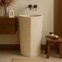 Beige Marble Pedestal Sink (20.47" by 20.47")