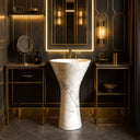 Italian Statuario Marble Pedestal Sink (17.32" by 17.32" by 37.95")