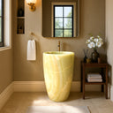 Green Onyx Pedestal Sink (17.72" by 17.72" by 33.46")