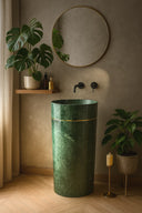 Green Marble Pedestal Sink (16.14" by 16.14" by 33.46")