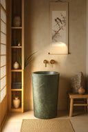 Green Marble Freestanding Sink (16.14" by 16.14" by 33.46")