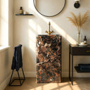 Unique Rosso Lepanto Marble Pedestal Sink (17.72" by 14.96" by 33.46")