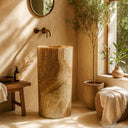 Yellow Onyx Pedestal Sink (15.75" by 15.75" by 33.07")