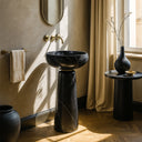 Black Marble Pedestal Sink (15.75" by 15.75" 33.46")