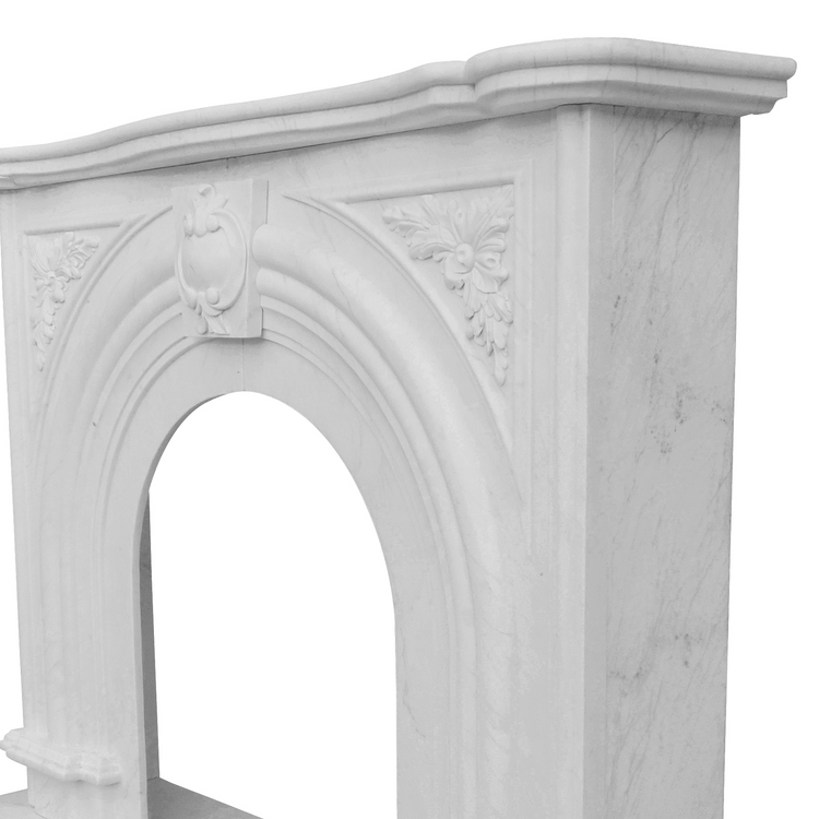 White Bianco Carrara Marble Fireplace for sale with Arch design