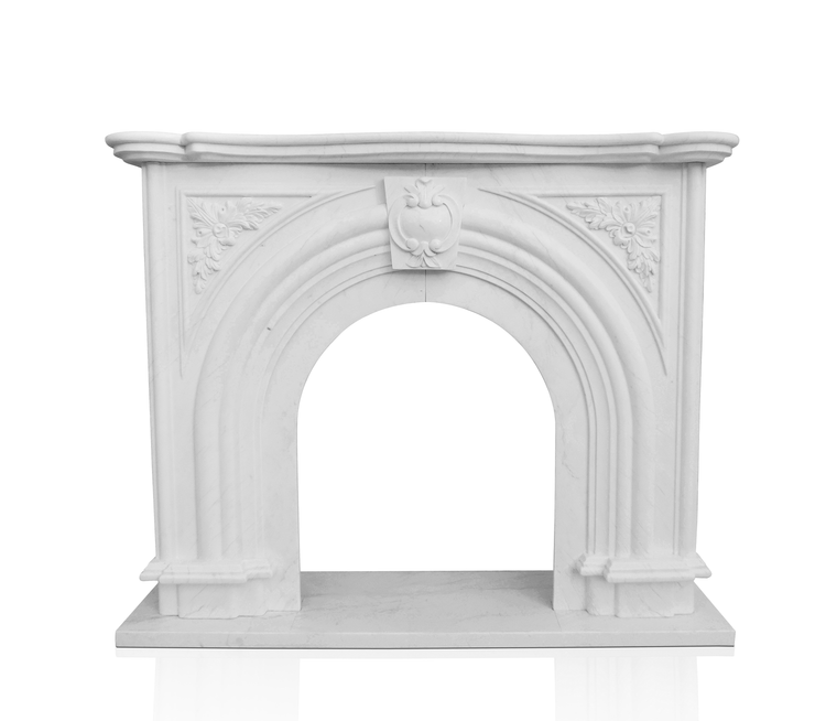 White Bianco Carrara Marble Fireplace for sale with Arch design