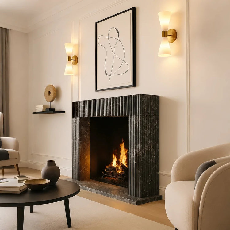 Black Marble fireplace modern fluted design
