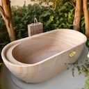 Stone Soaking Tub for luxury Hotel Spa custom design with wine glass holder