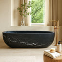 Black marble bathtub MarbleBee Modern Design hand-carved from black Nero Marguia marble