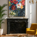 Black marble fireplace with square corner
