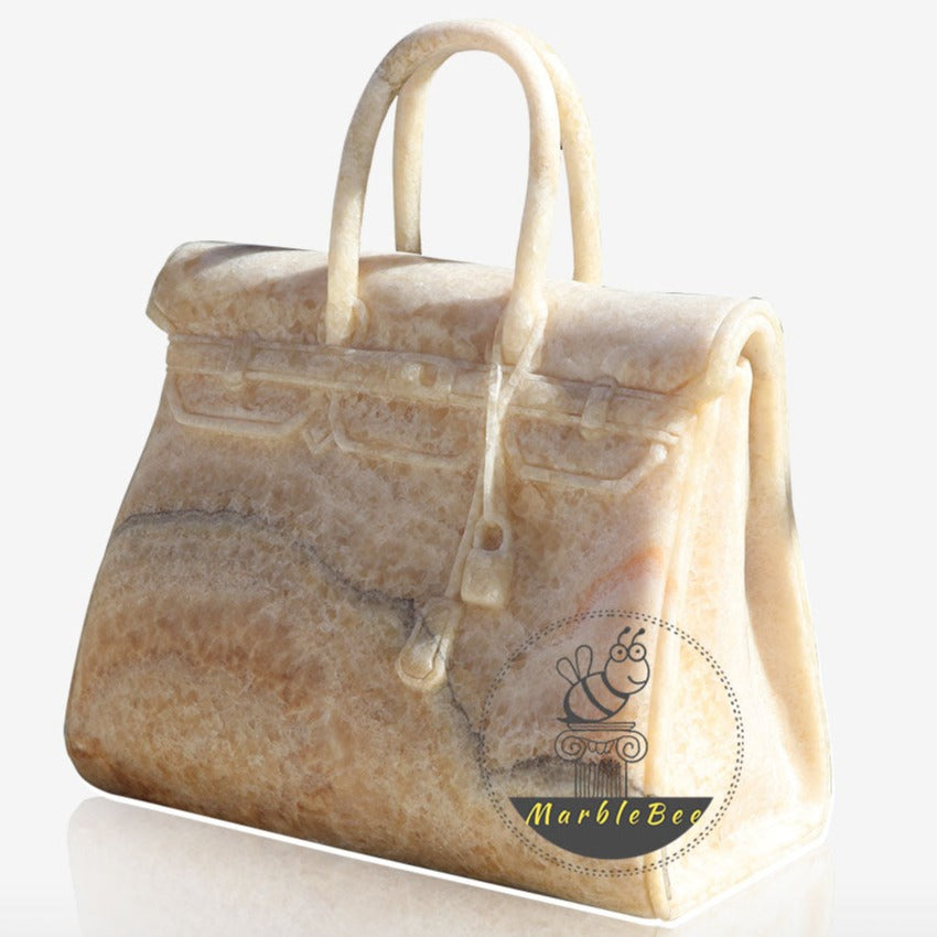 Modern Sculpture Artwork Honey Onyx Handbag Showcase – Marblebee