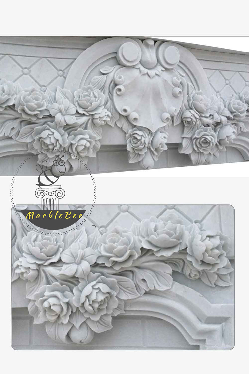 Buy custom white stone fireplace