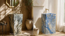 Abstract Marble Pedestal Sinks That Double as Art
