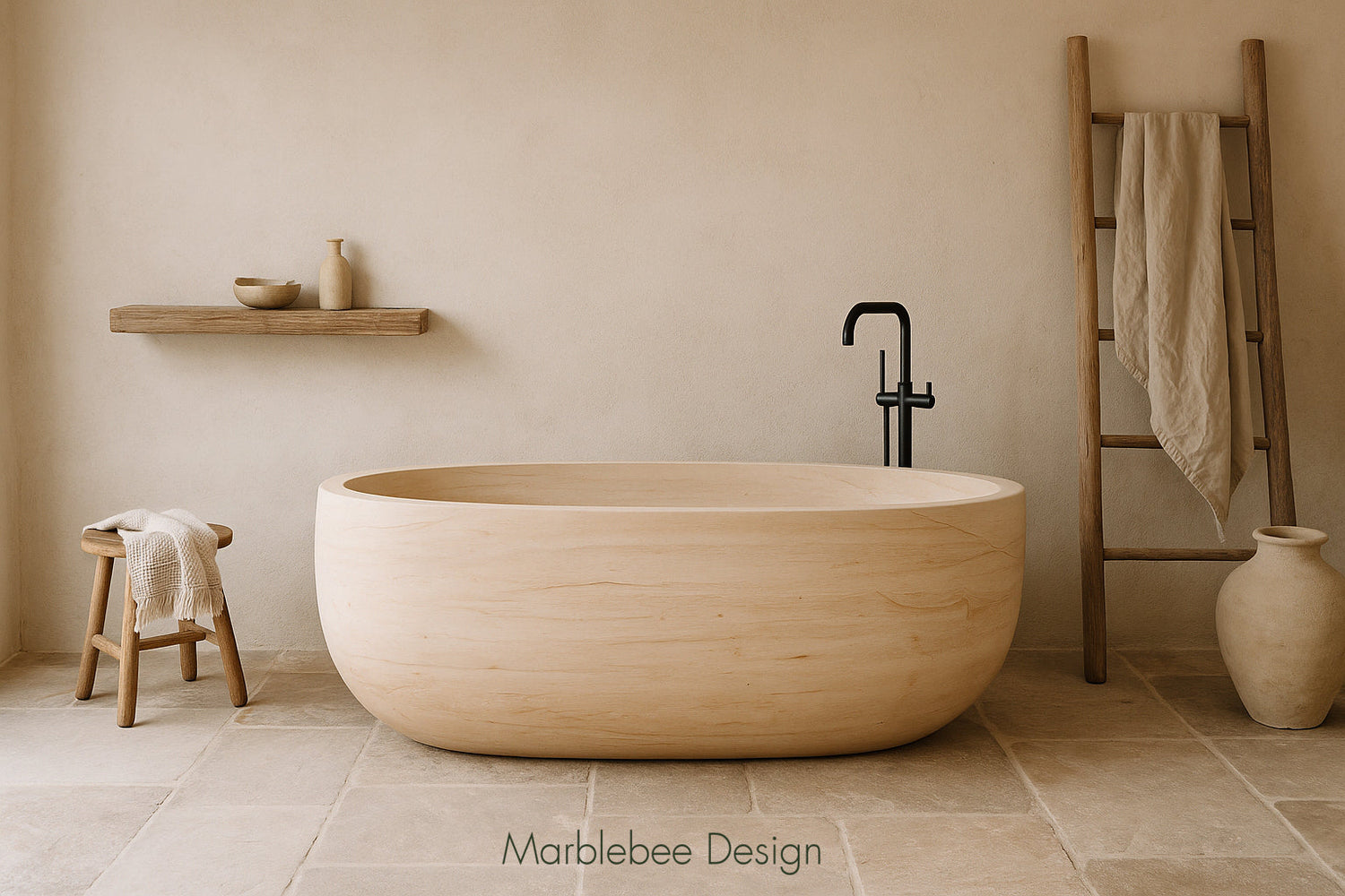 10 Warm and Earthy bathroom design with matched stone tubs