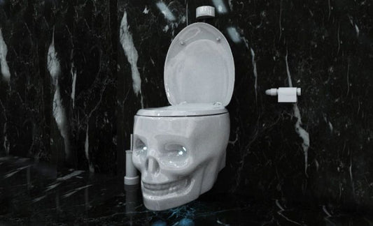 Spooky and Stylish: Marble Skull Toilet Trend Taking Over Halloween Decor