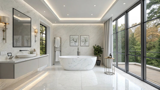 White Marble Bathtub Trend 2025