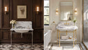 Calacatta Viola Bathroom Sink Ideas with Statement Metal Bases