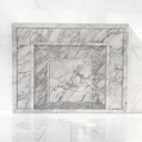 Modern Marble fireplace White Arabescato