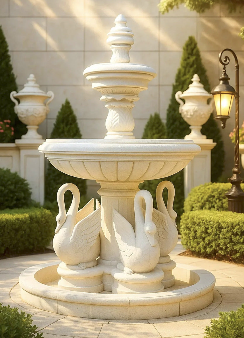Swan marble fountain