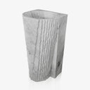 Fluted Geometric White Marble Pedestal Sink 33.4" Tall