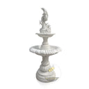 Two-Tier Marble statuary Fountain with Dolphin Sculpture 65" Tall