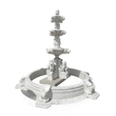 Large Cascading Water Feature With Monumental Lion Head Tiered Marble Fountain 102" Tall