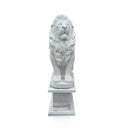 Lions Statues White Marble Vigilant Seated Guardian